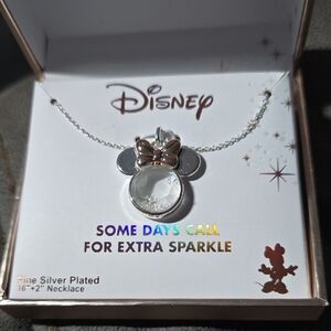 Disney Silver Plated and Rose Gold Minnie Mouse 16" Necklace